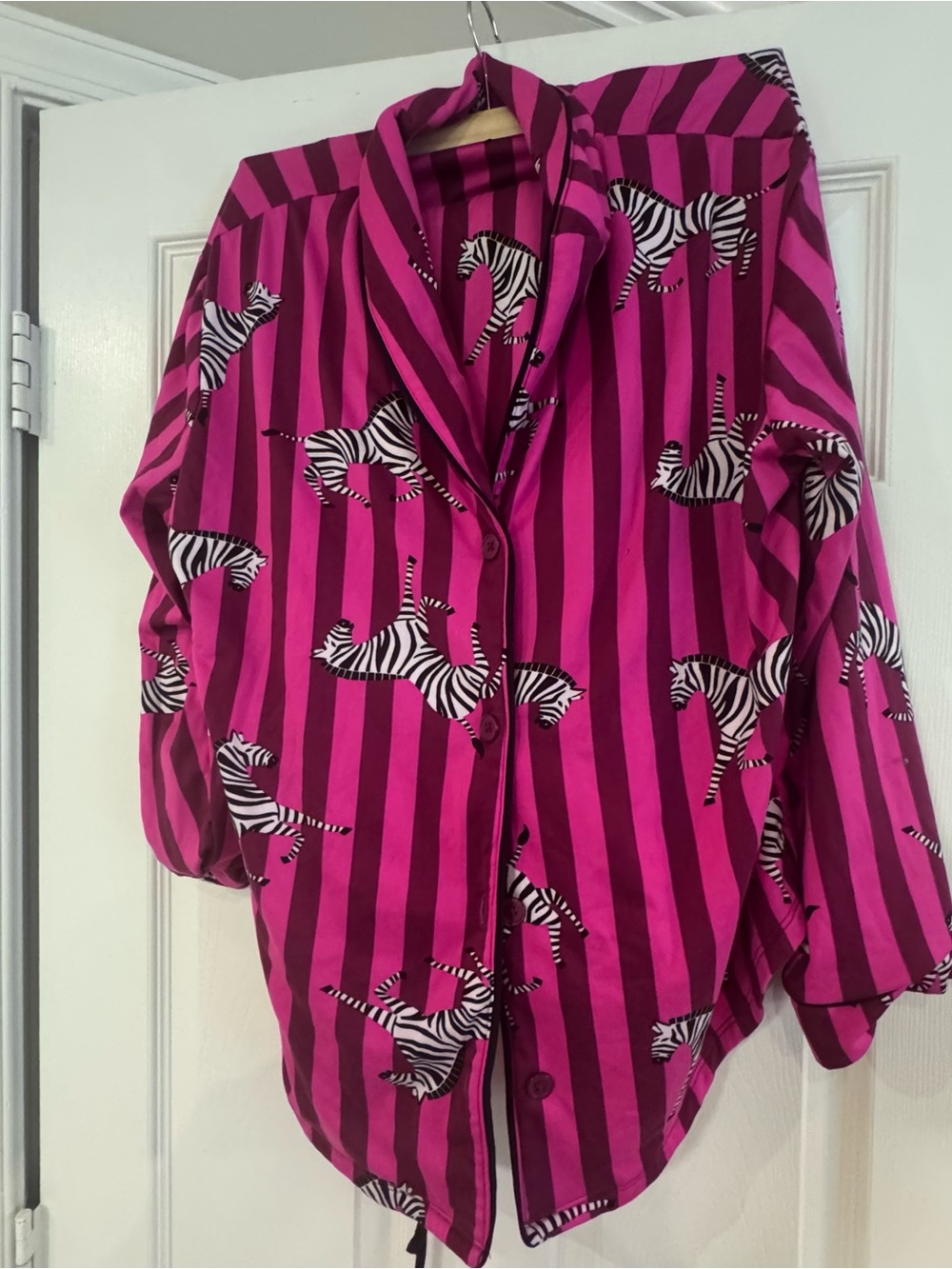 Room Service -Hot Pink and Magenta Striped Zebra-Print Women's pajama set